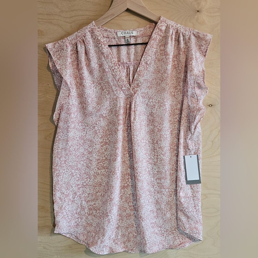 Chaus Pink Floral Blouse